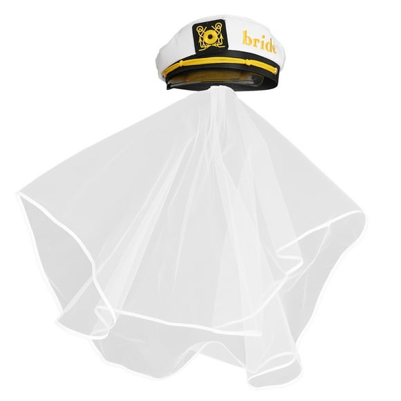 SHISUYAN Hawaii Party Bride Hat with Veil Beach Themed Wedding Party Sailor Hat for Women