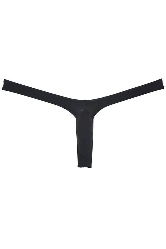 Sexy Men's Ice Silk Bikini Thong Underwear Jockstrap G-string Micro Posing Hipster Lingerie Black M