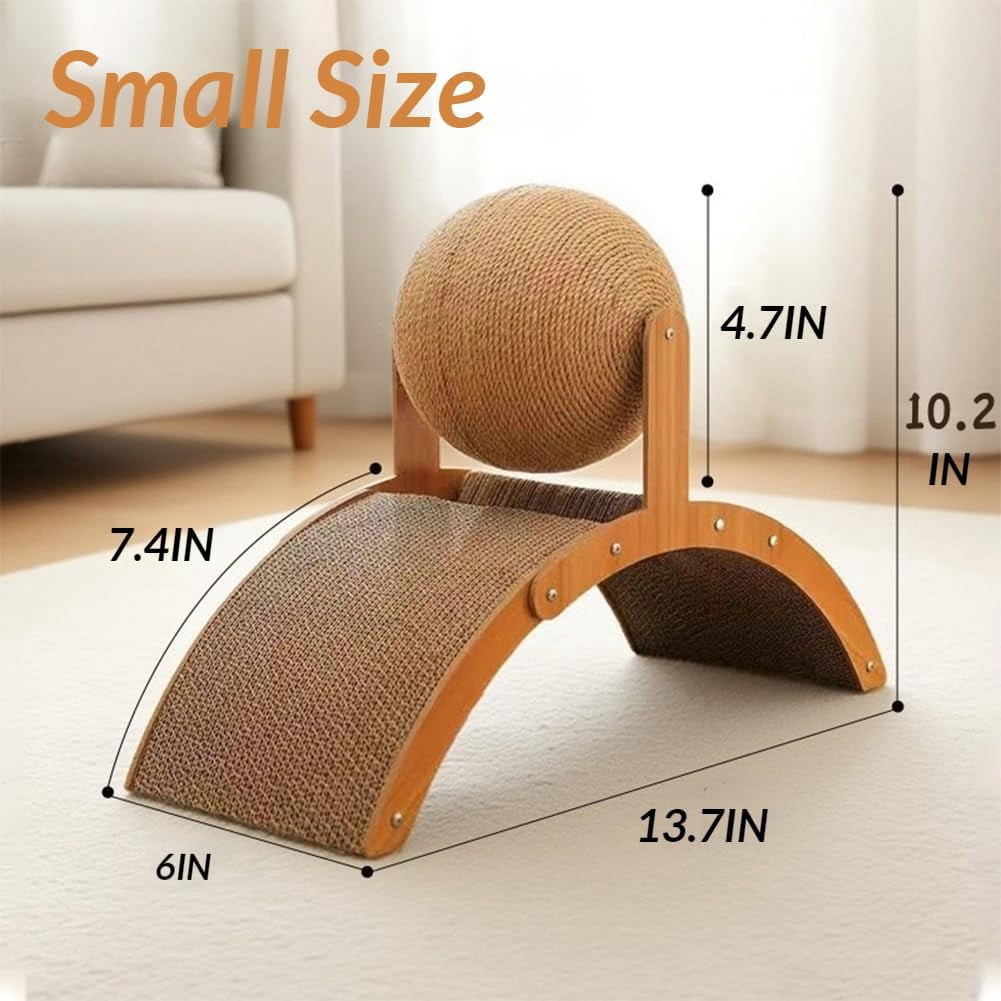 Cat Scratching Ball on Stand, 2026 Upgrade Wobble Ball Cat Scratcher with 360° Rotating Sisal Ball, Interactive Cats Arch Scratcher Toy for Indoor Cats, Wear-Resistant Protects Furniture & Rugs (M)