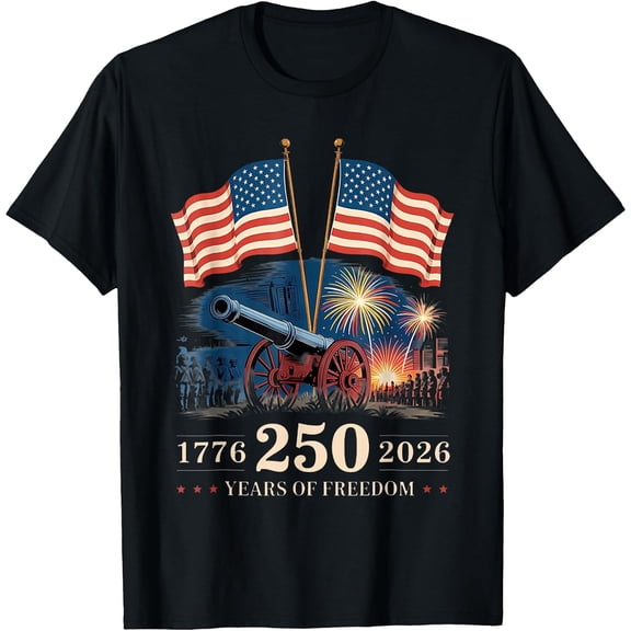 250th Anniversary USA Patriotic 250 Years American 4th July T-Shirt, Comfortable Breathable Soft Tee, Men's 100% Cotton Graphic T-Shirt 180gsm