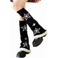thumbnail image 2 of Lanola Women's Leg Warmers Star Pattern Knitted Y2k Japanese Kawaii Streetwear Harajuku Knee High Ruffle Trim Long Leg Socks, 2 of 7