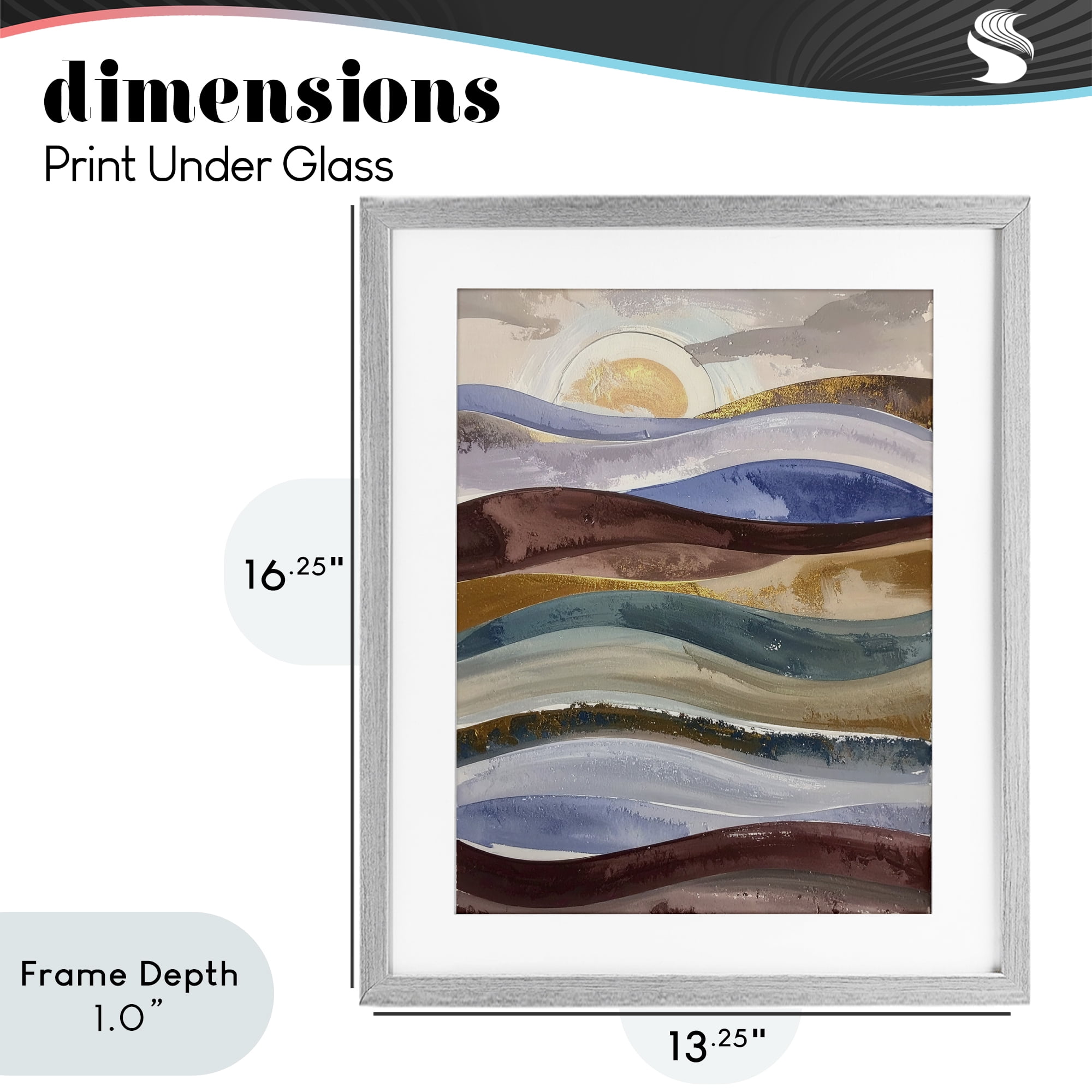 Stupell Industries Layered Ocean Flow Gray Framed Print Under Glass, design by Alonza Saunders