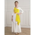 thumbnail image 3 of YIZYIF Kids Girls Sleeveless Praise Lyrical Dance Dress One Shoulder Color Block Liturgical Worship Costume Yellow 16, 3 of 7