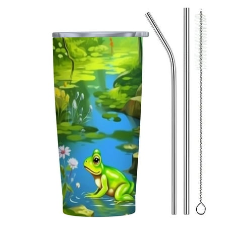 

Autua Frog Pond Forest 20oz Stainless Steel Car Tumbler with Straw Good Sealing Performance Thermal Cup for Home Outdoor 20oz