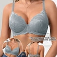thumbnail image 5 of Kvture Women's Push Up Bra Lace Comfort Padded Plunge Underwire Bras Lift Up Gray Bra 85D, 5 of 9