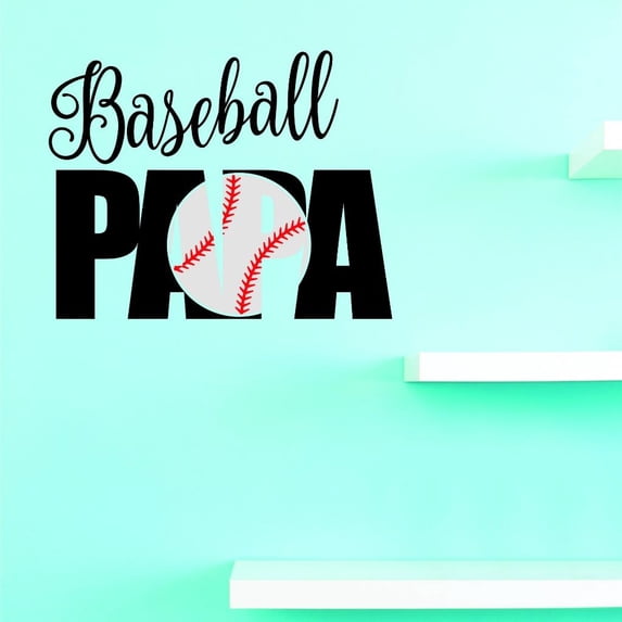 Custom Decals Baseball Papa Wall Art Size: 20 X 40 Inches Color: Multi