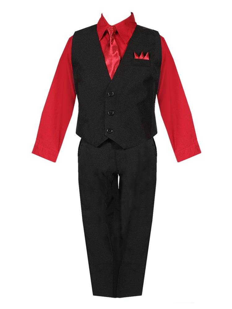 red dress shirt with black pants