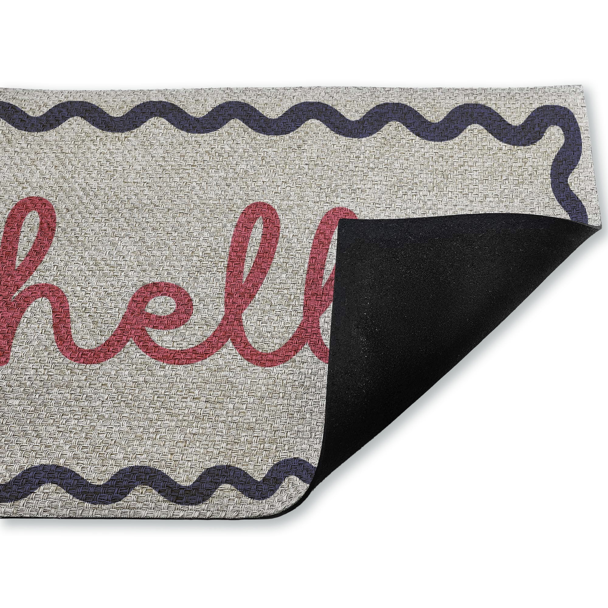 Stupell Industries Hello with Wavy Border Printed Outdoor Imitation Sisal Floor Mat, design by Lil' Rue