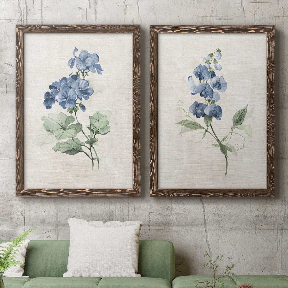Farmhouse Periwinkle I - Premium Framed Canvas 2 Piece Set - Ready to Hang
