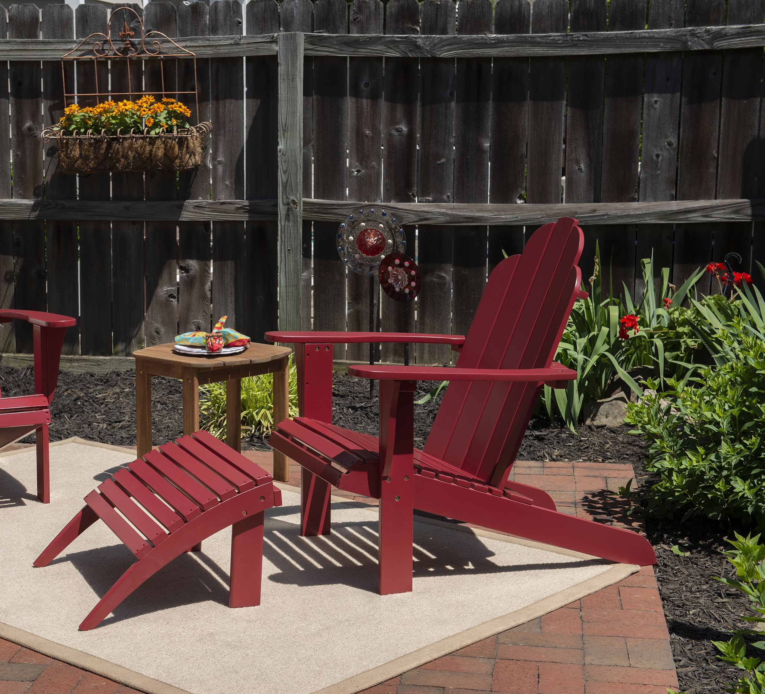 Linon Comfort Back Acacia Wood Adirondack Chair, Red Finish