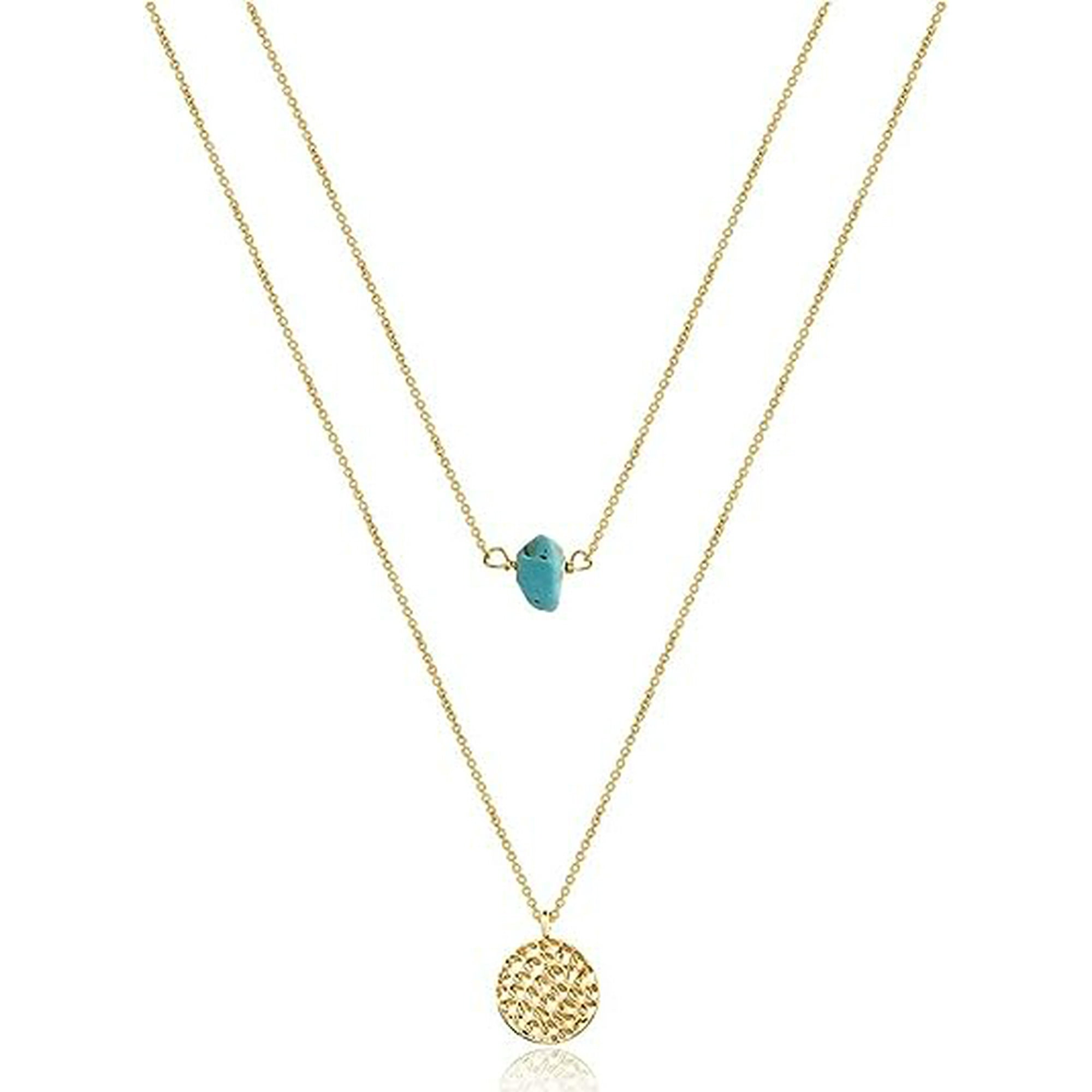 Handmade 14K Gold Plated Y Pendant Necklace Multilayer Bar Disc Necklace Adjustable Layering Choker Necklaces for Women Walmart