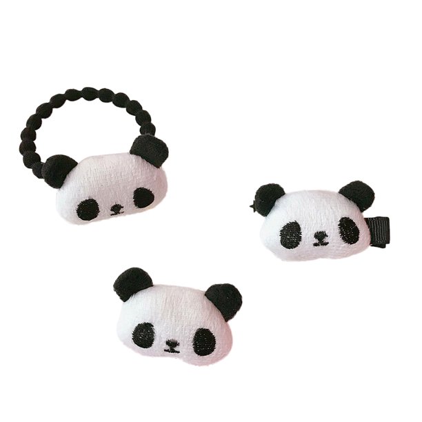 EeaseMX 3 broches y pinzas para el pelo con forma de panda para niñas (1 lazo, 1 broche y 1 pinza)