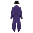 thumbnail image 2 of iixpin Enfants Garçons Costume de Prince Charmant Doux Col Rabattu Manches Longues Veste de Smoking Queue-de-Pie Complet Violet 6, 2 of 7