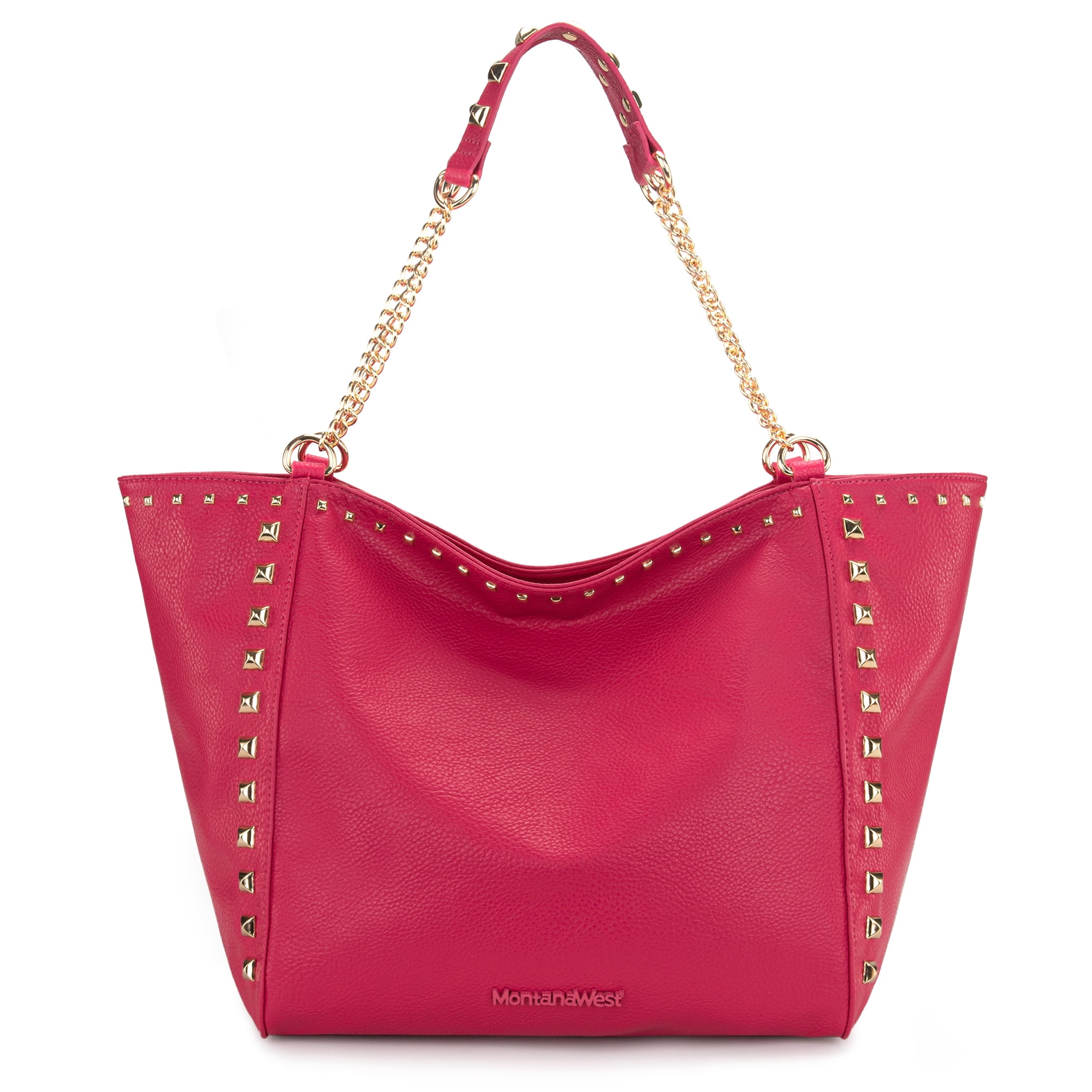 Montana West Large Tote Bag for Women Oversized Shoulder Purses with Chain Handbags, Hot Pink
