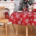 thumbnail image 1 of Christmas Tablecloth 60 Inch, Round Table Cloth Outdoor Winter Christmas Decorations Table Decor Dining Table Cover, Farmhouse Xmas Red Snowflake for Banquet Party Kitchen Dining Room, 1 of 6