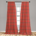 thumbnail image 4 of Ambesonne Orange Plaid Curtains, Tartan British Style, Pair of 28"x84", Vermilion Maroon and Cream, 4 of 4