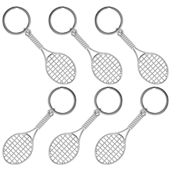 LULULION 6Pcs Badminton Racket Keyrings Tennis Keychain Zinc Alloy Key Accessory For Sports Enthusiasts