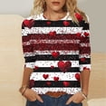 thumbnail image 1 of Mceream T-Shirts à Manches 3/4 pour Femmes à Col Rond, Décontractés, Habillés, Surdimensionnés, Saint-Valentin, Chandails de Printemps, Hauts Raglan à Cœur d'Amour, Tunique, Coupe Ample, T-Shirt Graphique, Grande Taille, Blouses de San ValentíN Para Mujer, 1 of 5