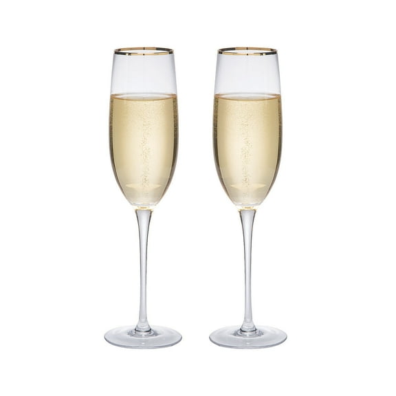 Gold Trim Champagne Flute Set 2Pc - Home Decor - 2 Pieces