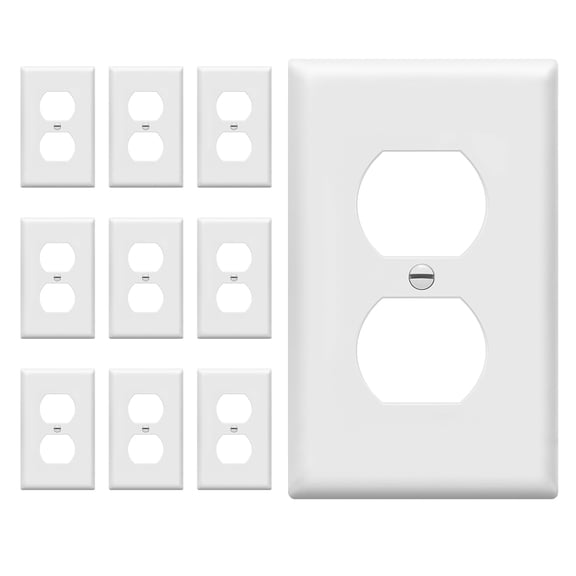 Enerlites 1-Gang 4.50" x 2.76" Duplex Wall Plates Kit, Electrical Outlet Covers, White, 10pcs