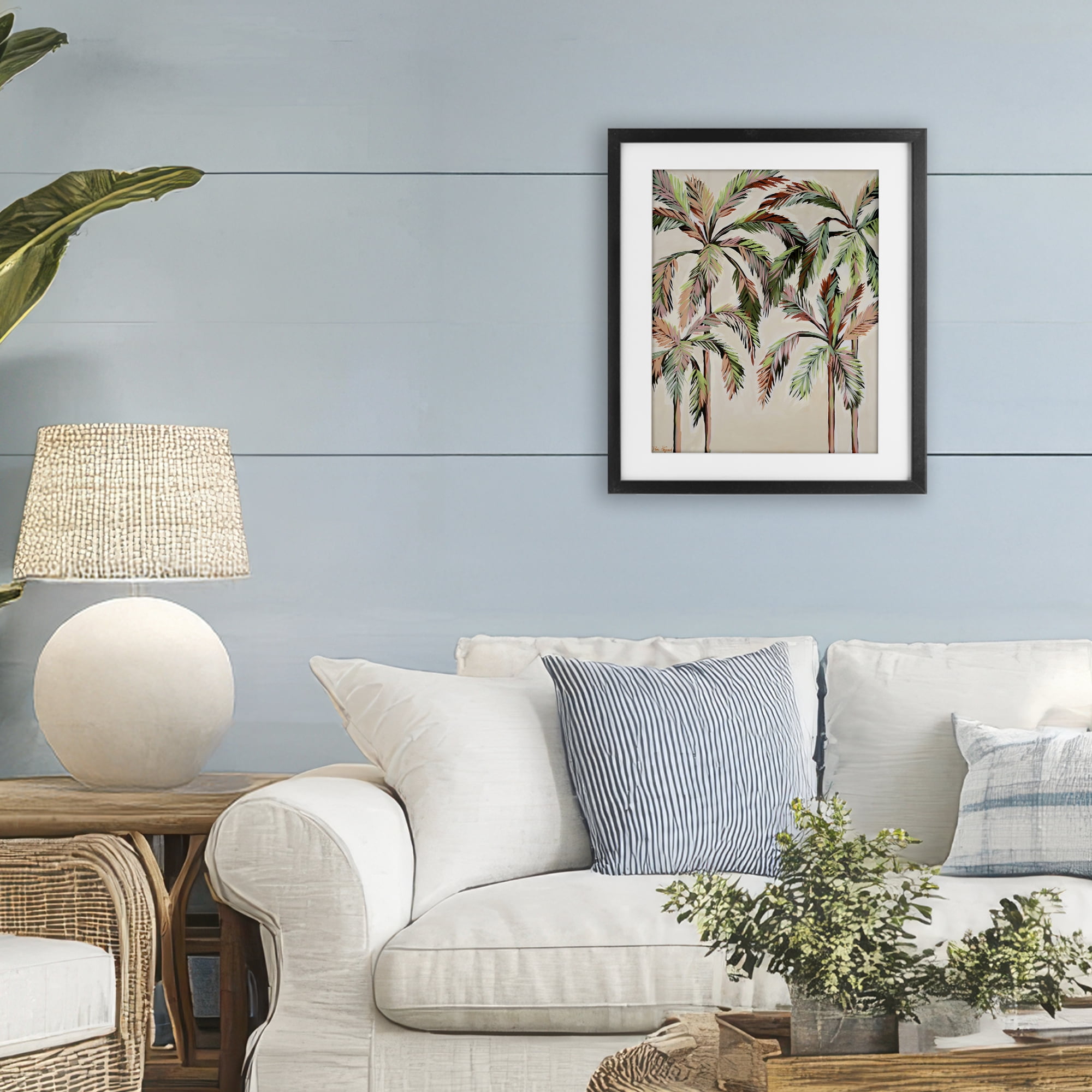 Stupell Industries Blushing Palm Tree Canopy Black Framed Print Under Glass, design by Dani Heyward