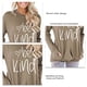 thumbnail image 5 of Camiseta de manga larga para mujer, color caqui, con cuello redondo, bolsillo y diseño estampado, cómoda camiseta informal, talla XXL, 5 of 6