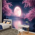 thumbnail image 2 of Peel and Stick Wallpaper Natural Landscape Watercolor Japanese Full Moon Wall Mural Scenery Modern Art Wall Mural Decor Self Adhesive and Removable 100in x 144in, 2 of 8