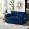 thumbnail image 3 of 3 in 1 Convertible Sleeper Sofa Bed, 53" Modern Convertible Sofa Bed with 2 Detachable Arm Pockets,Velvet Pull Out Couch with Pull Out Bed for Living Room Furniture,Navy, 3 of 7