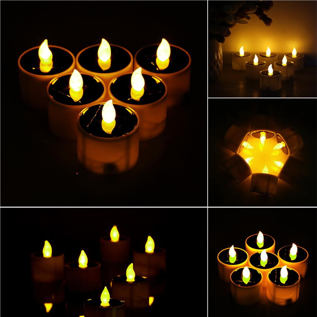 TSSUOUN LED Solar Powered Candle Light Lamp Tealight with Light Sensor