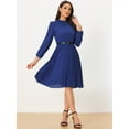 thumbnail image 2 of Unique Bargains Women's Work Shirt Dress Long Sleeve Pleated Midi Dresses S Royal Blue, 2 of 6