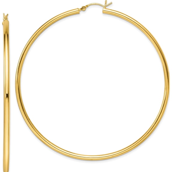 Sterling Silver Gold-Tone Polished 2.5X70mm Hoop Earrings (72.9 X 71.19) Made In India qe13146