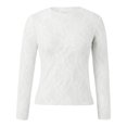thumbnail image 6 of Mnyotv Tunic T Shirts for Women Women's Mesh Top Long Sleeve Neck Sheer Blouse See Through Floral Lace Tops White XL, 6 of 8