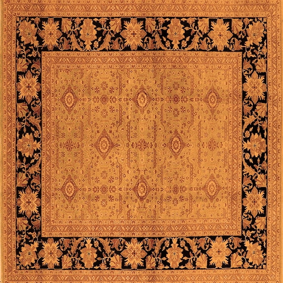 Ahgly Company Indoor Square Oriental Orange Industrial Area Rugs, 8' Square