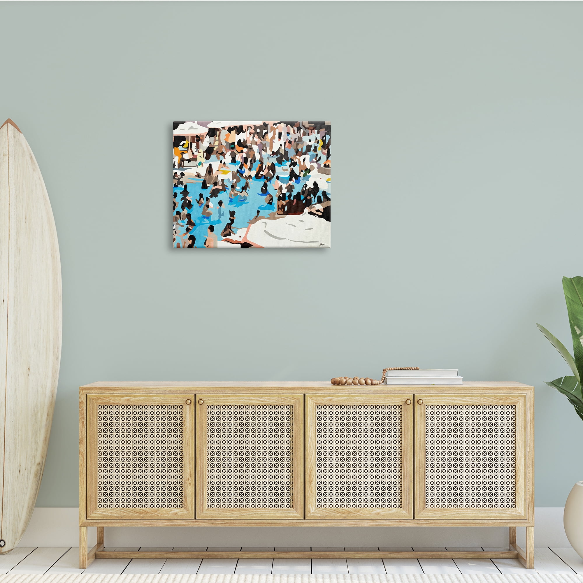 Stupell Industries Crowded Pool Scene Abstract Shape People Tropical Party, 30 x 24, Design by BethAnn Lawson