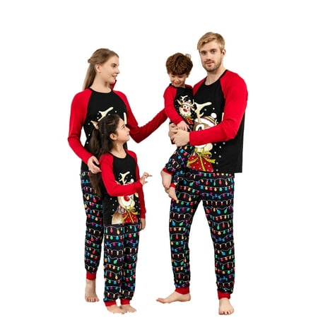 

Ma&Baby Matching Family Pajamas Sets Christmas PJ s Elk Long Sleeve Tee and Bottom Loungewear