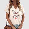 thumbnail image 2 of Tops For Women T-Shirts Summer Short Sleeve Printed Neckline Casual Fashion Y2K Clothes 2026 Beige S, 2 of 4