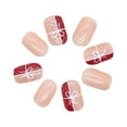 thumbnail image 5 of JYYYBF Christmas Press on Nails 24Pcs Short Fake Nails Glue On Square Nails with Bow Glitter Design, 5 of 9