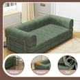 thumbnail image 6 of Memoryfield Convertible Corduroy Sleeper Sofa Bed, Folding Mattress Couch with Fixed-Shape Frame, 3 Seater Fold Out King Size Futon, No Assembly Floor Couch for Living Room Dorm Studio, Green, 6 of 7