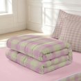 thumbnail image 6 of Manfei Modern Checkered Zipper Full Size Comforter Sets with Fitted Sheet and 2 Pillowcases,Geometric Check Zipper Bedding Set,Purple Yellow,Pink Reversible,4pcs, 6 of 8