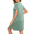 thumbnail image 7 of Diufon Women's Short Sleeve Pajamas Zipper Front Home Robe Lightweight Knee Length Bathrobes Dress with Pockets, 7 of 7