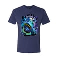 thumbnail image 2 of Great White Shark Species in Ocean | Mens Fishing Premium Tri Blend T-Shirt, Vintage Navy, Small, 2 of 3