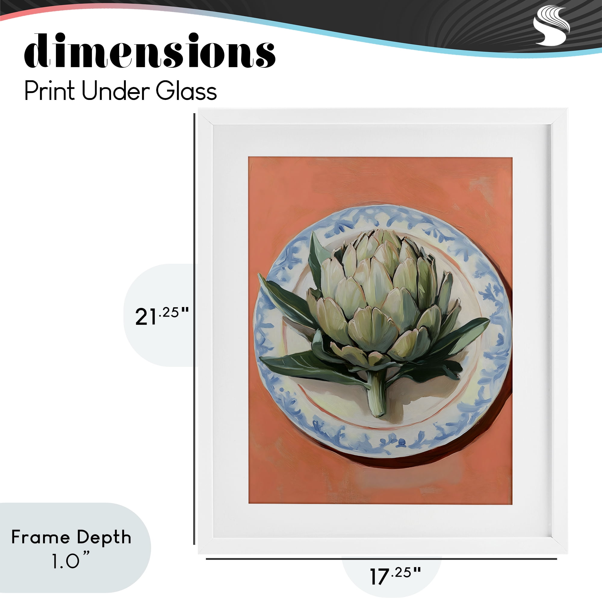 Stupell Industries Retro Artichoke over Orange White Framed Print Under Glass, design by The Prints Vibe
