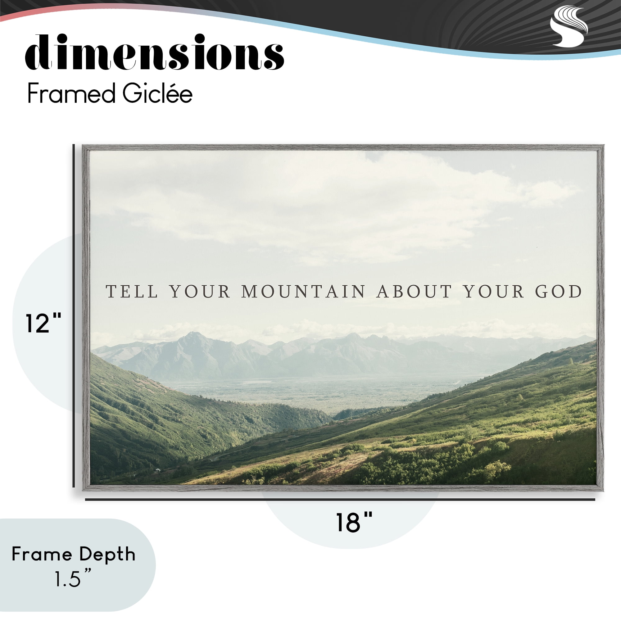 Stupell Industries Tell Your Mountain About God Gray Framed Giclee Art, design by Kali Wilson