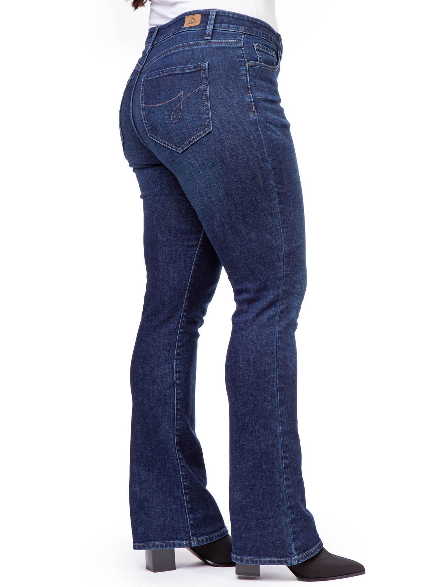 Jordache Women's Mid Rise Curvy Bootcut Jeans, Available in 32" Inseam