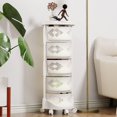 thumbnail image 6 of Thehsnt Rotatable Storage Cart, 5 Tier Circular Rotating Basket, Large Storage Rack with 360 Degree Wheels, Fruit Vegetable Shelf for Kitchen Bathroom, 6 of 12