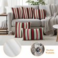 thumbnail image 6 of Christmas Outdoor Waterproof Pillow Covers, Green Red Beige Striped Farmhouse Lines Decorative Square Throw Pillowcase Sofa Cushion Sham for Patio/Couch/Chair, 24"x24" 2 Pack, 6 of 8