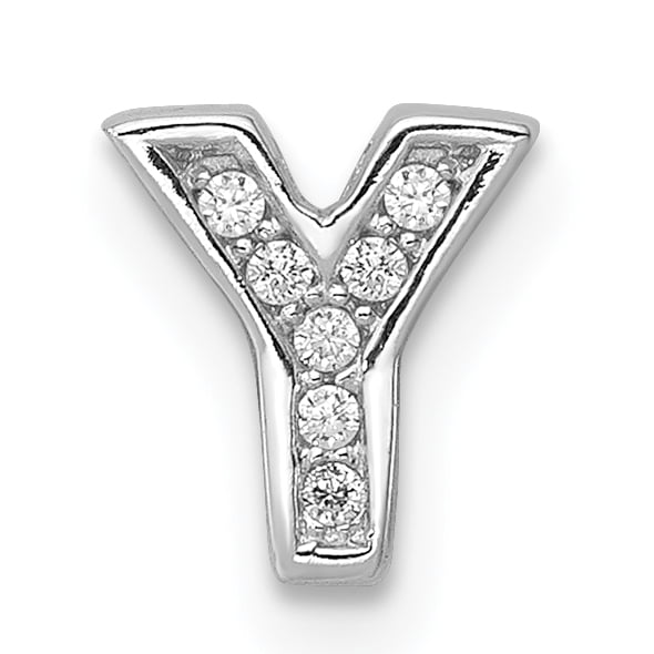 Sterling Silver Rhodium-plated CZ Heart Chain Slide