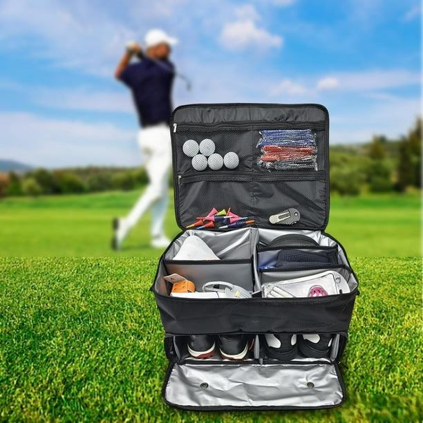 2 Layer Golf Trunk Organizer, Waterproof Locker with Separate Ventilated  Compartment for 2 Pair Shoes, Durable Golf Trunk Storage, Golf Gifts 