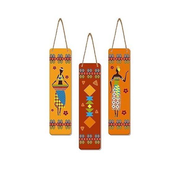 Swadeshi Desire African Warli Art Designer Wooden Wall Hanging Decoration Items for Home | Gifts | Bedroom | Wooden Wall Hanger | Mdf Wall Decoration for Living Room |Set of 3