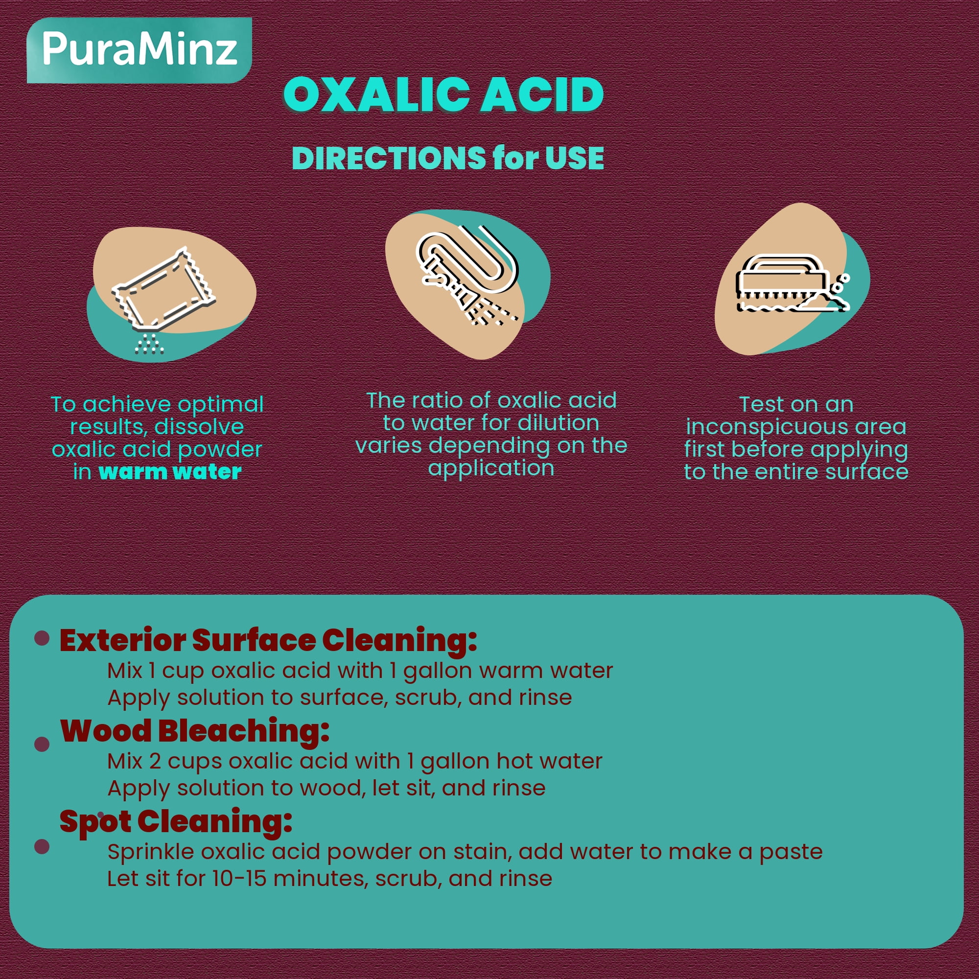 MAXTITE Oxalic Acid (5 Pack, 10lbs Total) – 99.6% Pure, Rust Remover & Wood Bleach, Made In USA